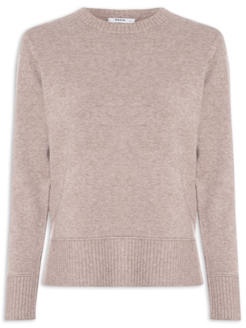 Suéter Feminino Tricot Oversized Básico - Bege