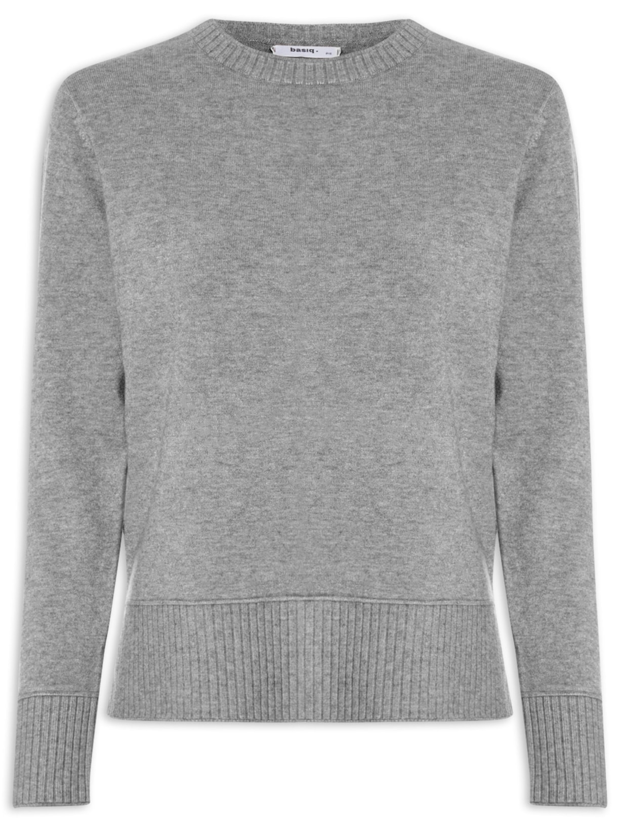 Suéter Feminino Tricot Oversized Básico Cinza Basiq