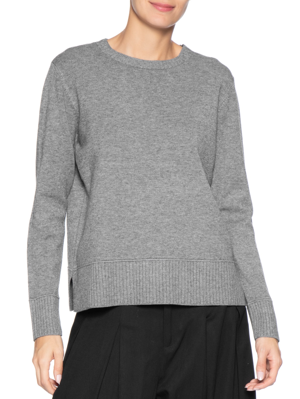 Suéter Feminino Tricot Oversized Básico Cinza Basiq