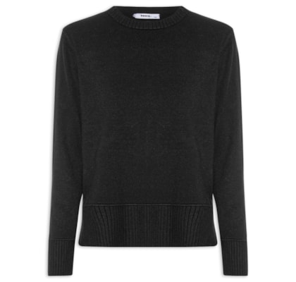 Suéter Feminino Tricot Oversized Básico - Preto