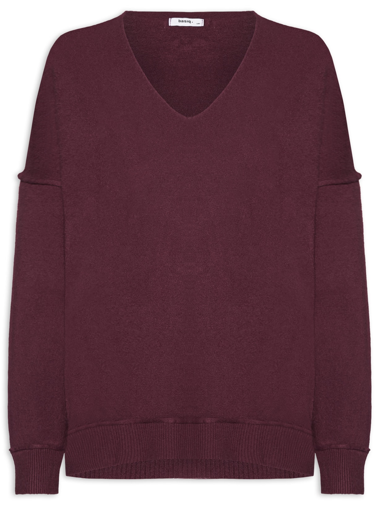 Suéter Feminino Tricot Oversized Decote V - Vermelho