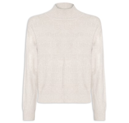 Suéter Feminino Tricot Oversized Gola Careca - Bege