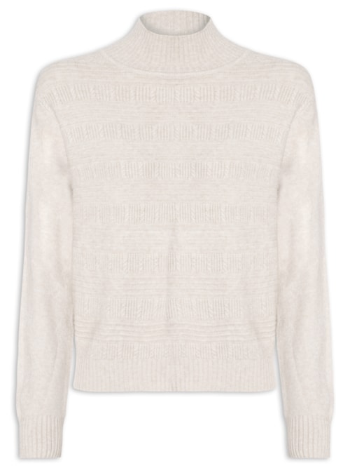 Suéter Feminino Tricot Oversized Gola Careca - Bege