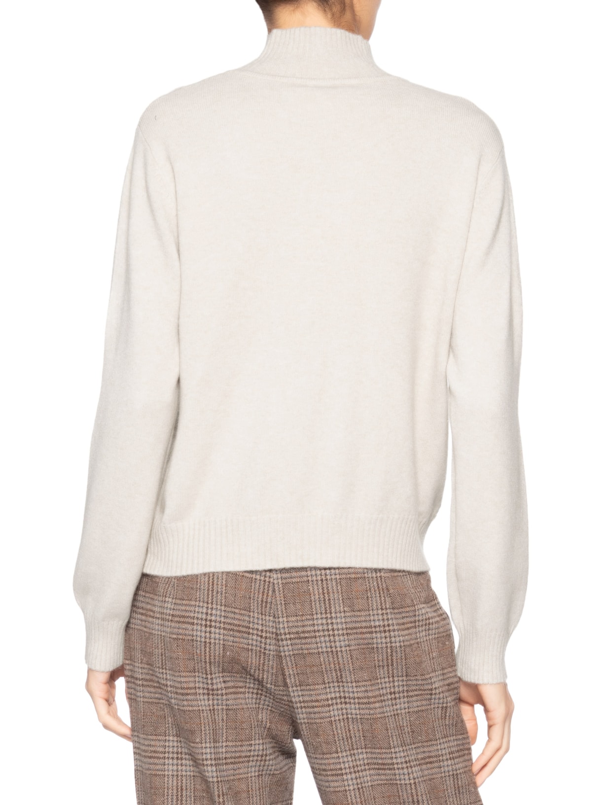 Suéter Feminino Tricot Oversized Gola Careca Bege Basiq