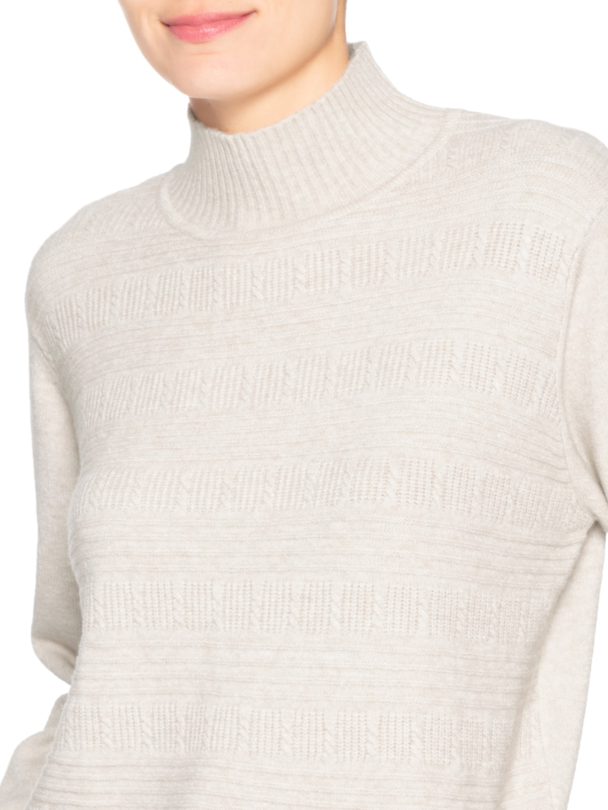 Suéter Feminino Tricot Oversized Gola Careca Bege Basiq