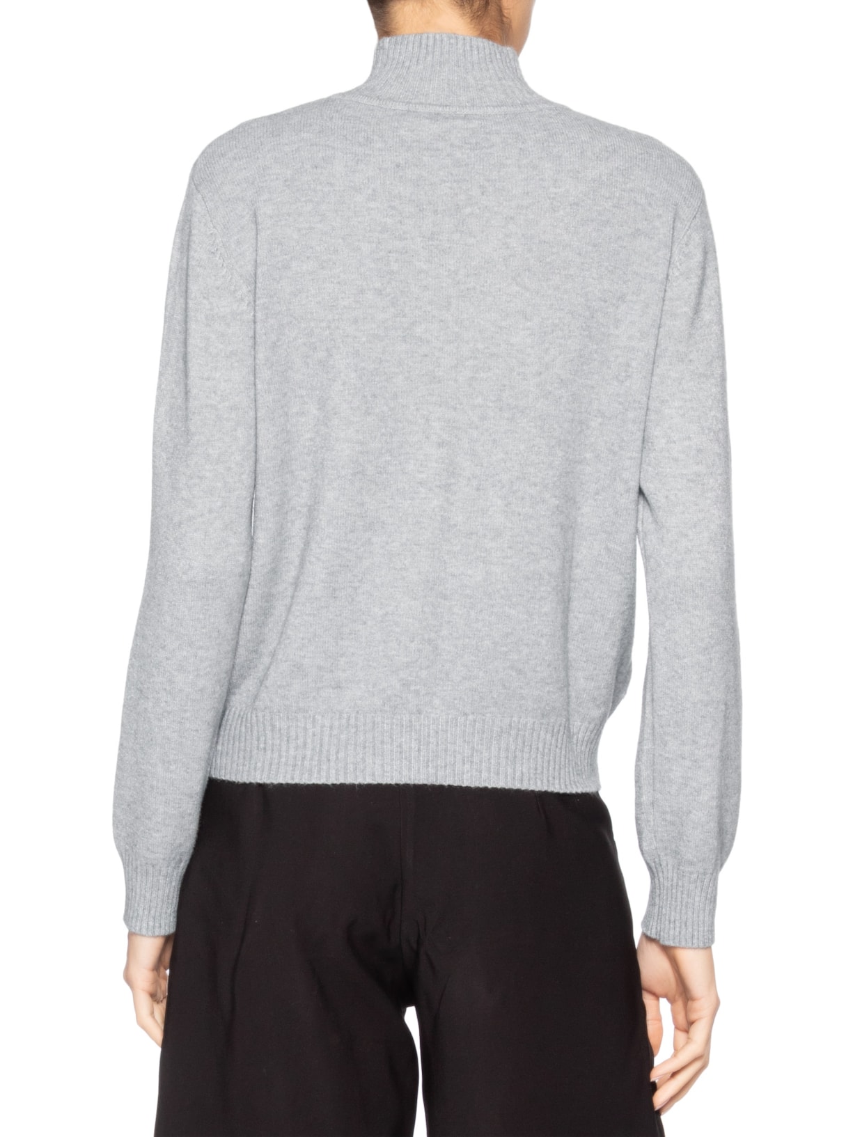Suéter Feminino Tricot Oversized Gola Careca Cinza Basiq