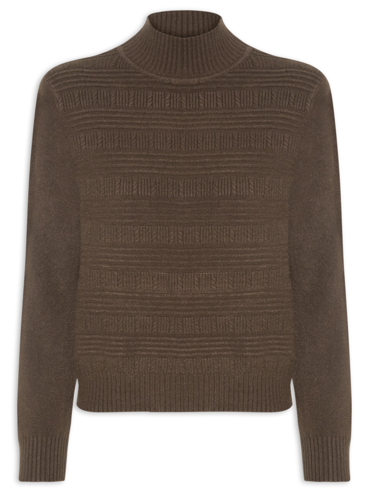Suéter Feminino Tricot Oversized Gola Careca - Marrom