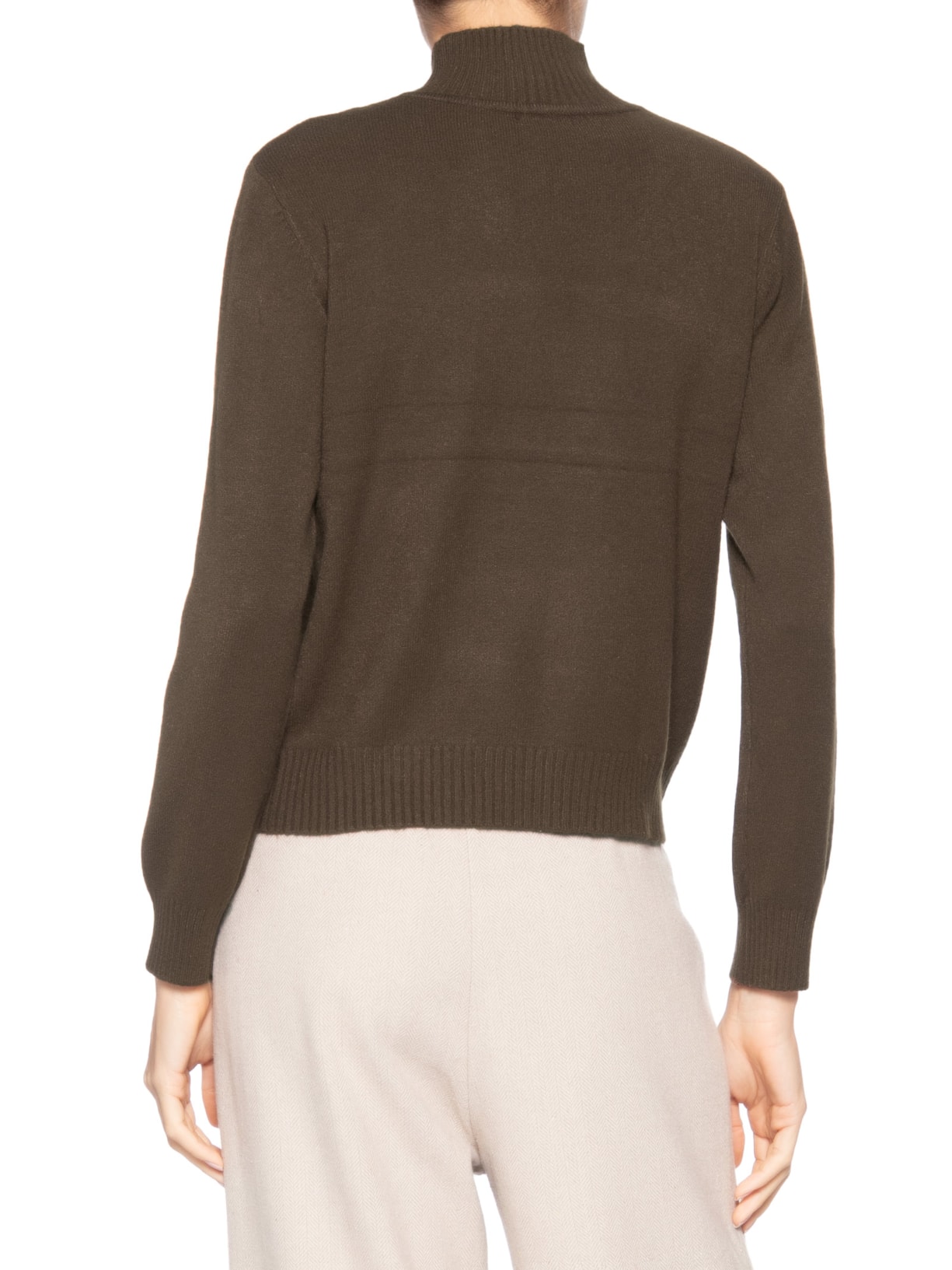 Suéter Feminino Tricot Oversized Gola Careca Marrom Basiq