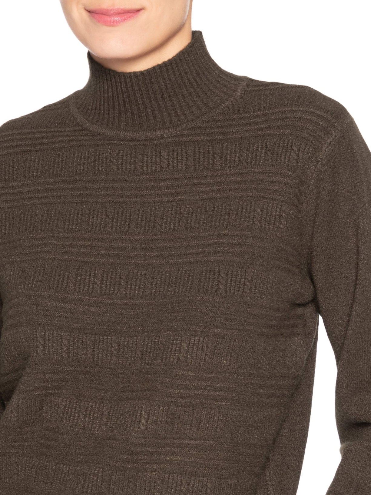Suéter Feminino Tricot Oversized Gola Careca Marrom Basiq