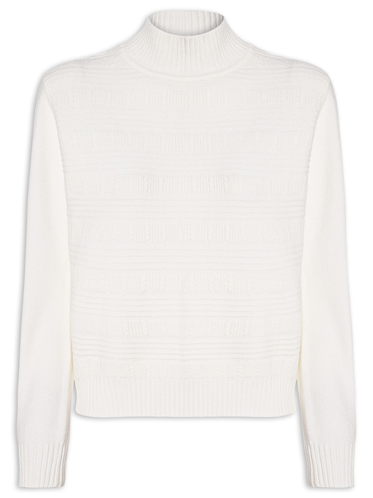 Suéter Feminino Tricot Oversized Gola Careca - Off White