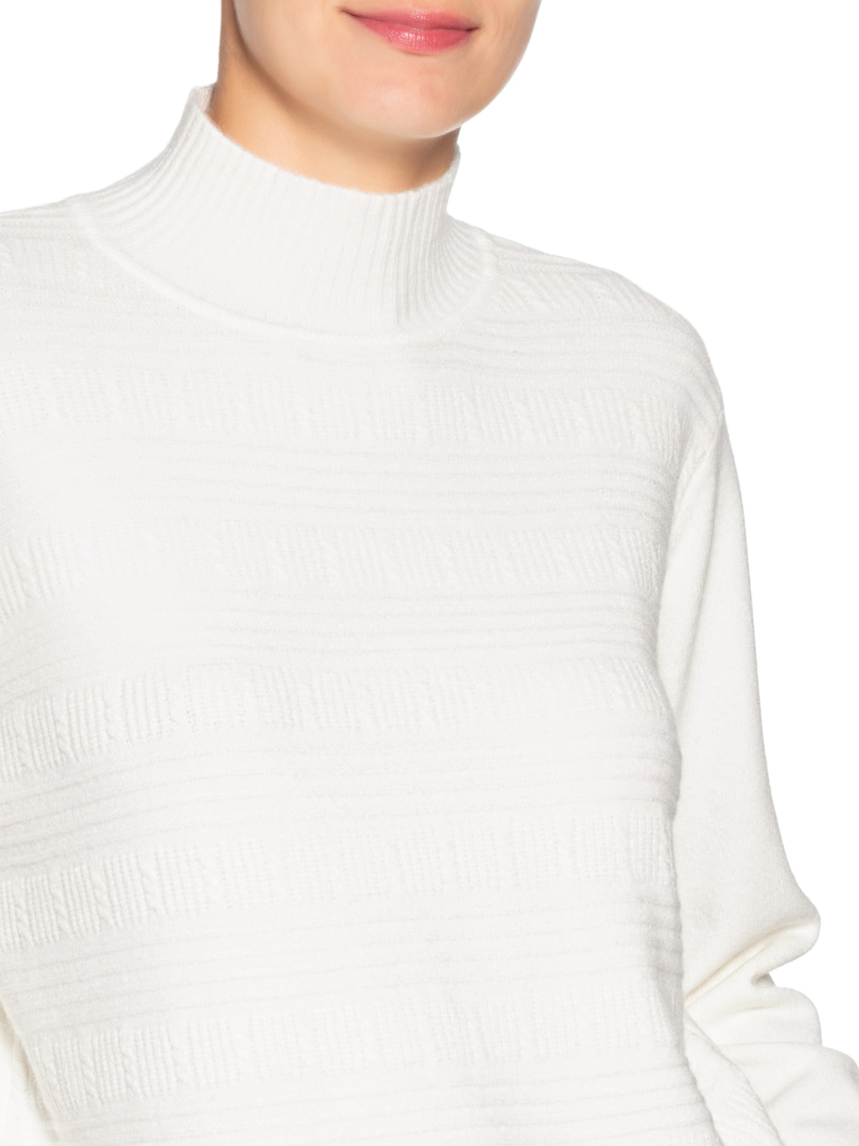 Suéter Feminino Tricot Oversized Gola Careca Off White Basiq