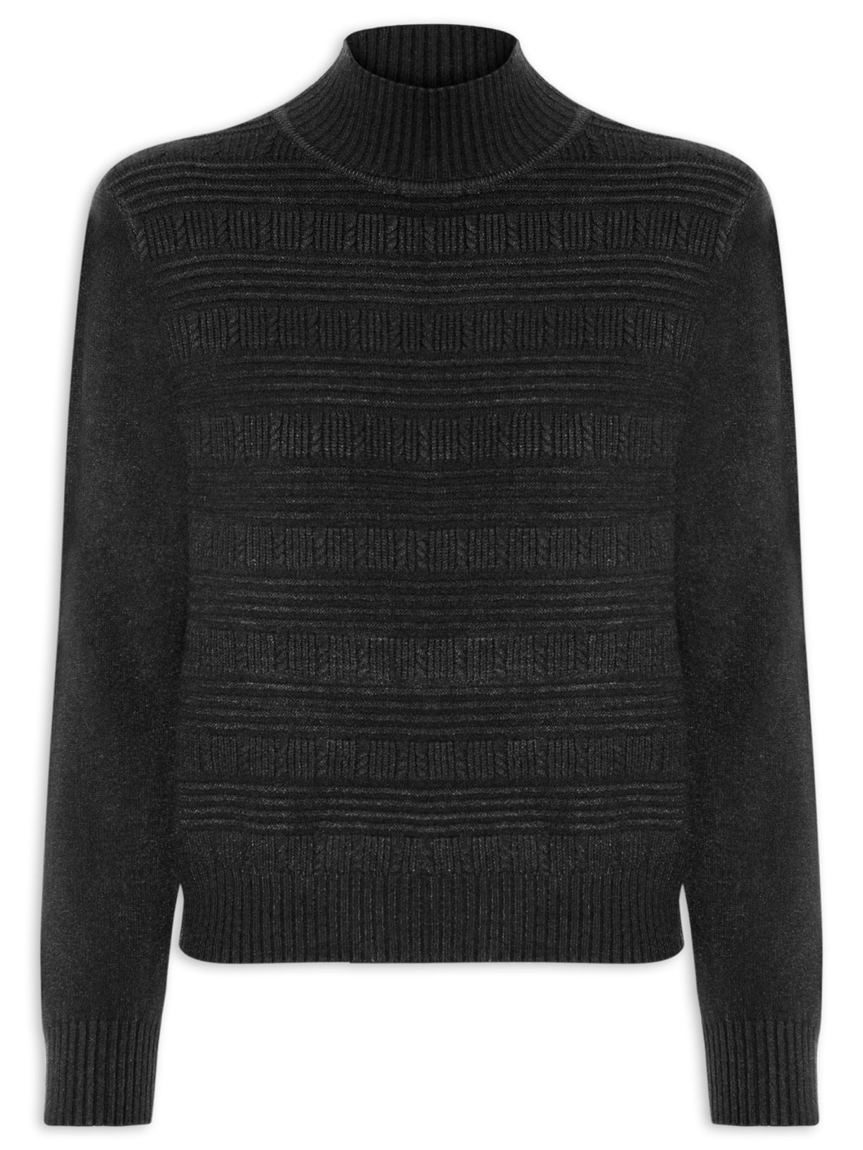 Suéter Feminino Tricot Oversized Gola Careca - Preto