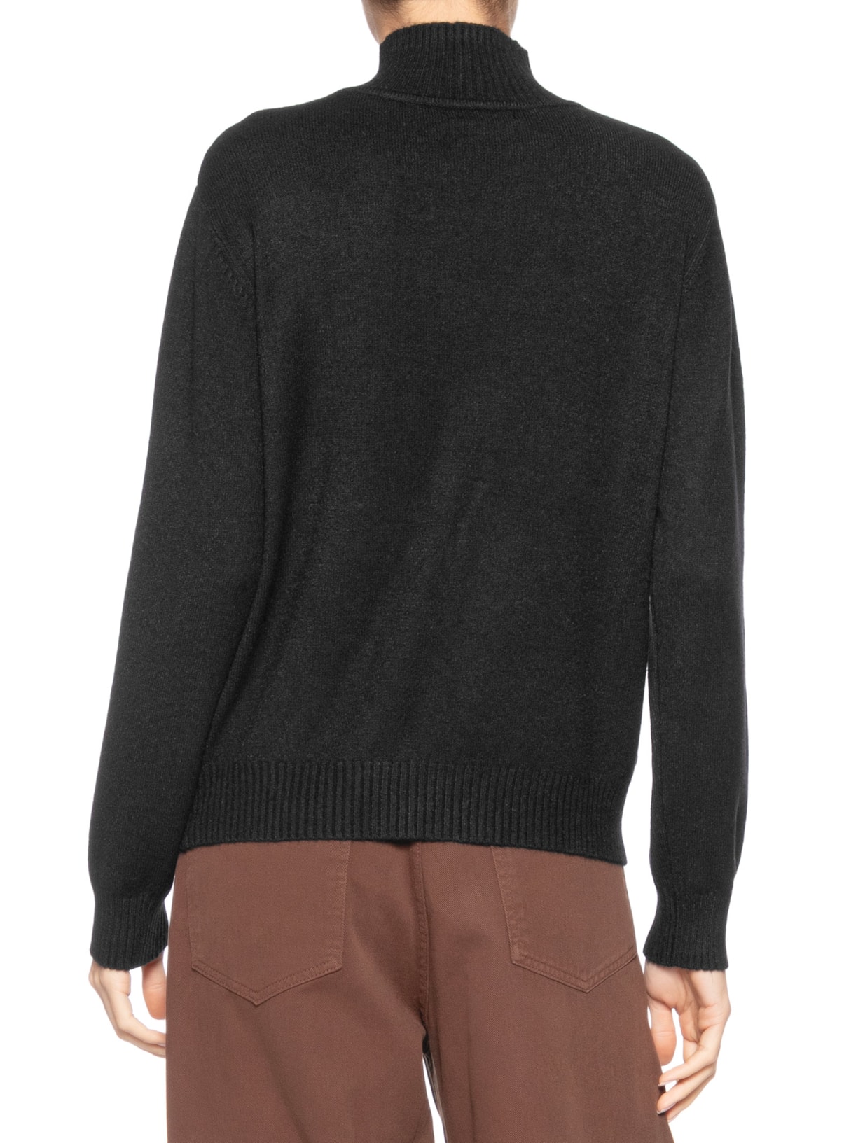 Suéter Feminino Tricot Oversized Gola Careca Preto Basiq