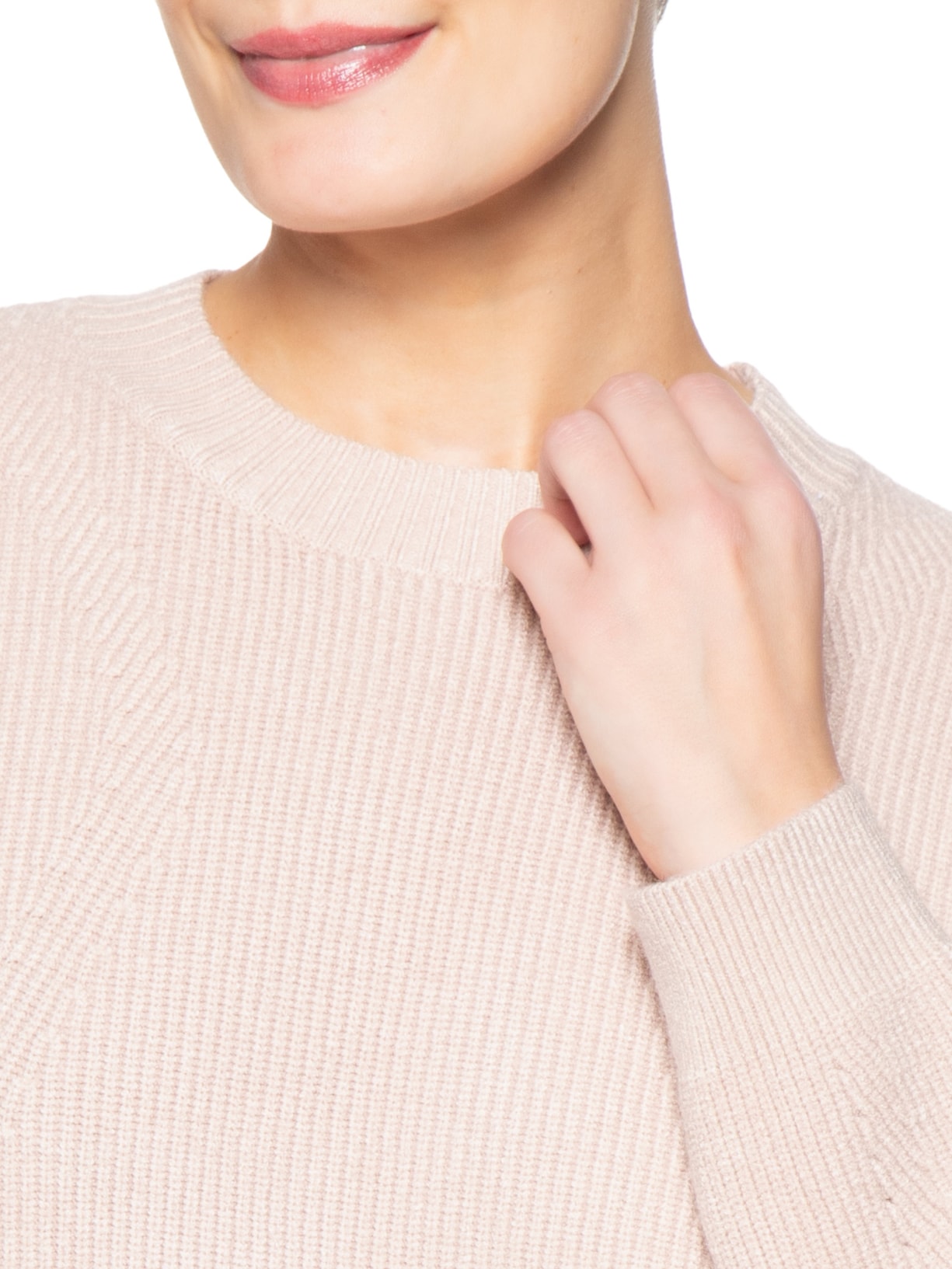 Suéter Feminino Tricot Oversized Gola Ribana Bege Basiq