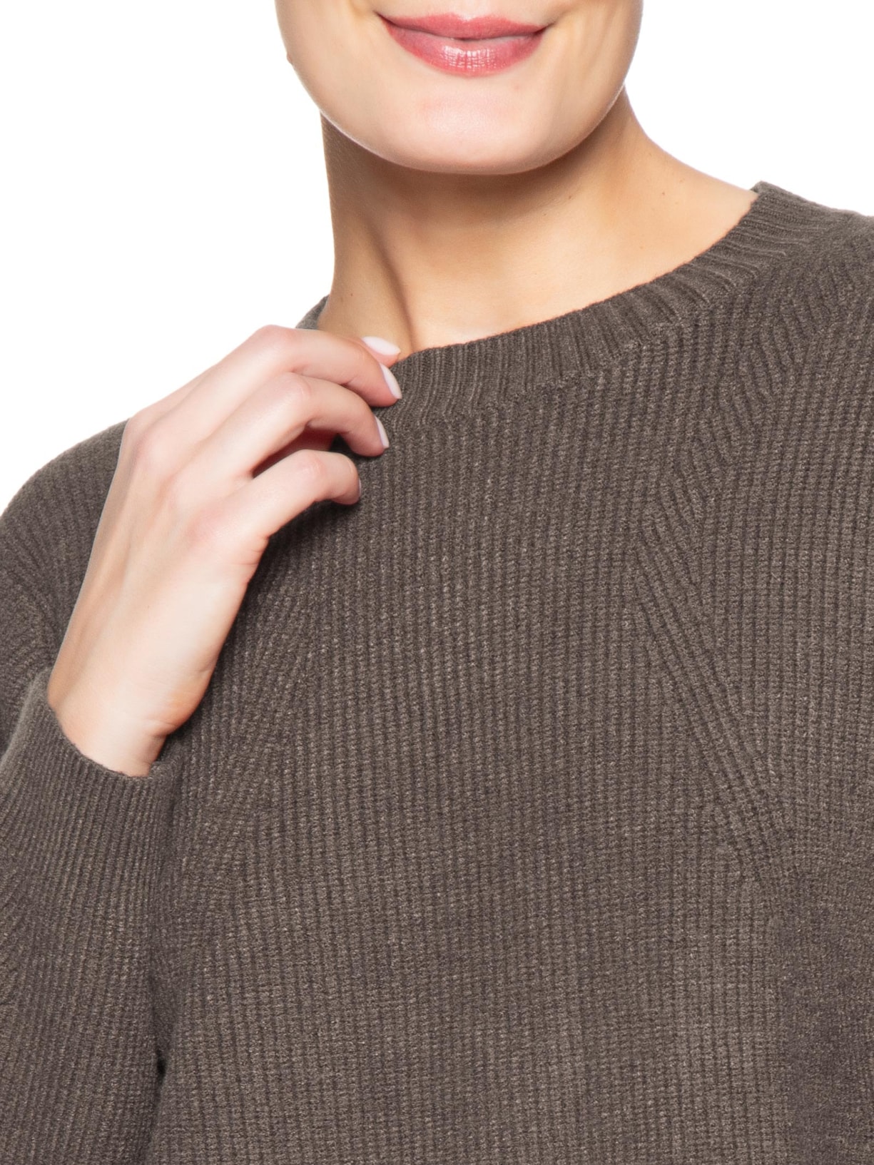 Suéter Feminino Tricot Oversized Gola Ribana Marrom Basiq