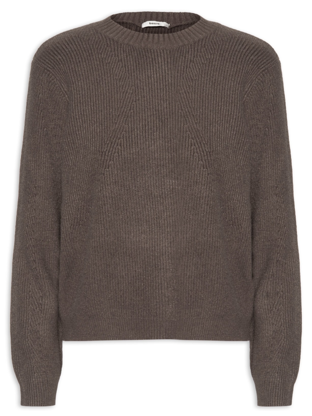 Suéter Feminino Tricot Oversized Gola Ribana - Marrom