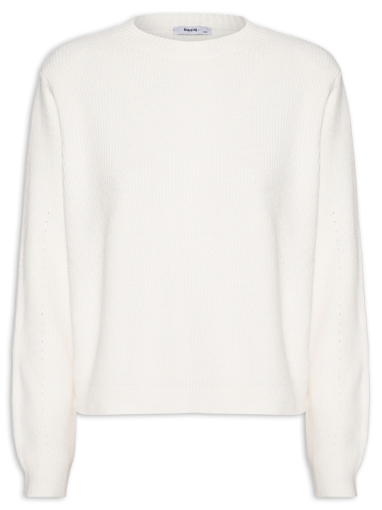 Suéter Feminino Tricot Oversized Gola Ribana - Off White