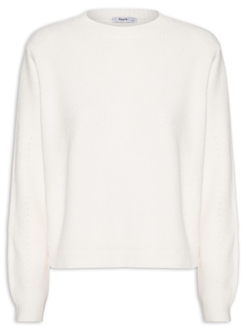 Suéter Feminino Tricot Oversized Gola Ribana - Off White