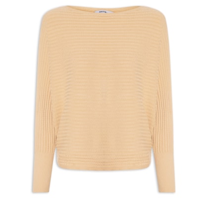 Suéter Feminino Tricot Oversized Texturizado - Bege