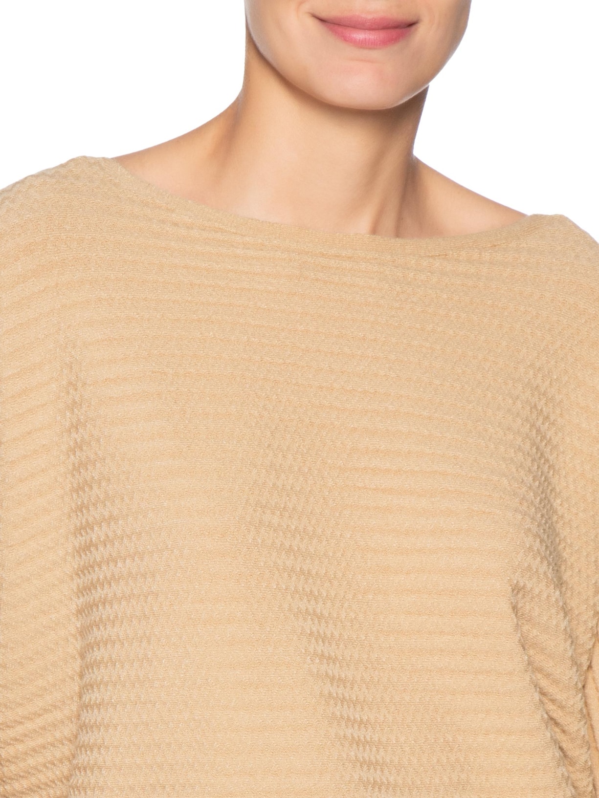 Suéter Feminino Tricot Oversized Texturizado Bege Basiq