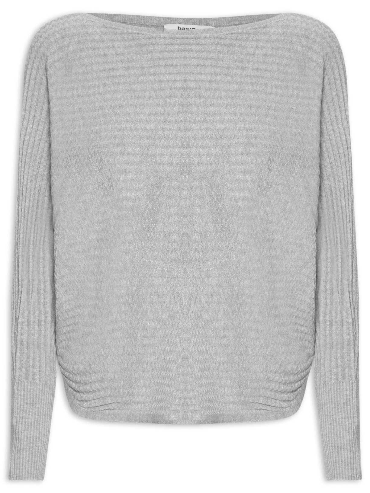 Suéter Feminino Tricot Oversized Texturizado - Cinza