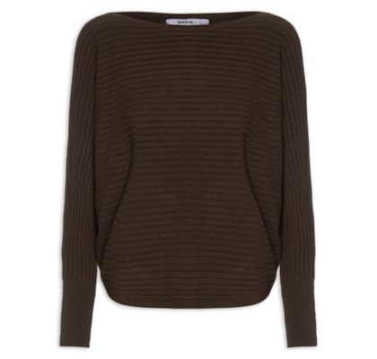 Suéter Feminino Tricot Oversized Texturizado - Marrom