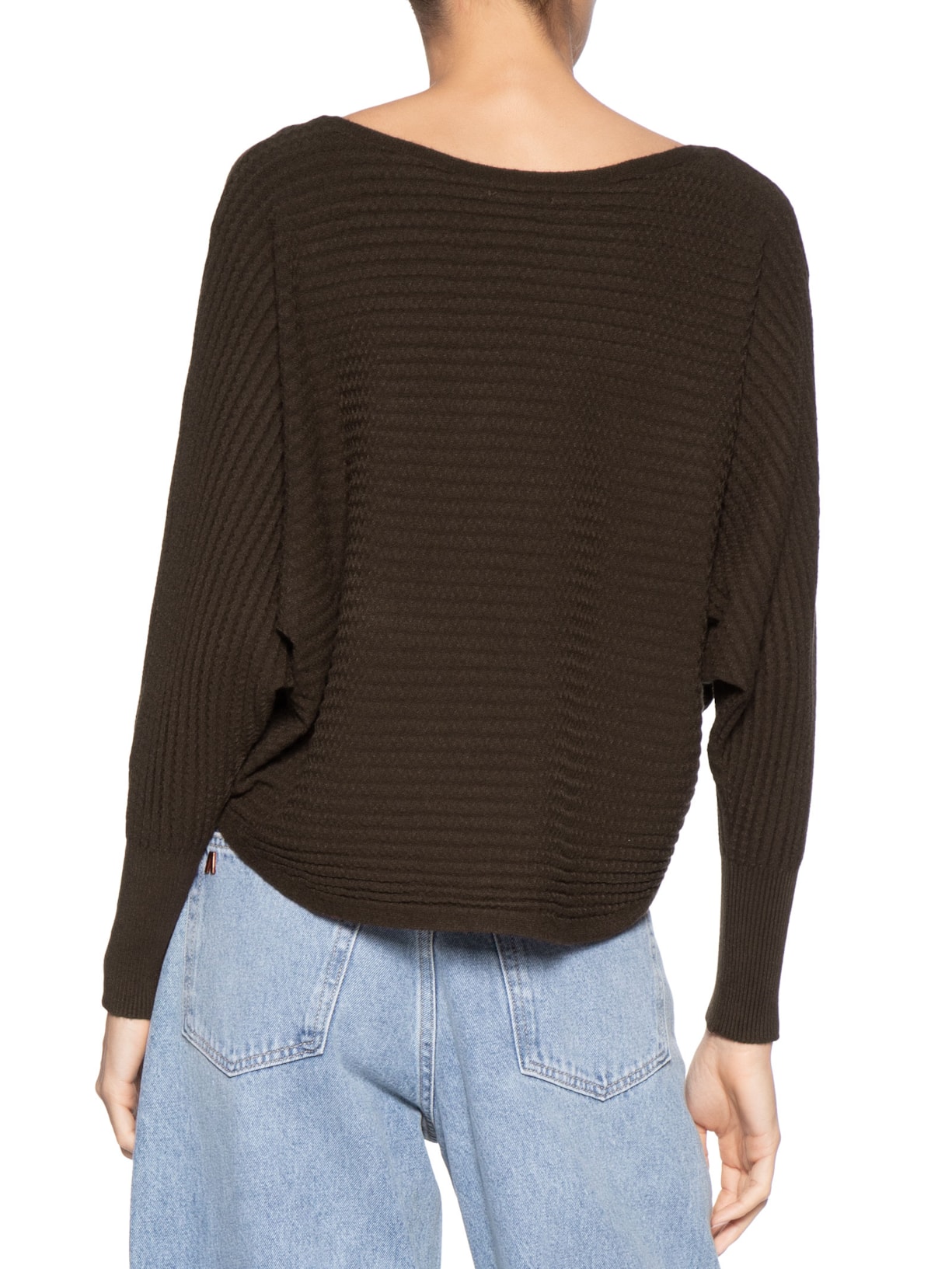 Suéter Feminino Tricot Oversized Texturizado Marrom Basiq