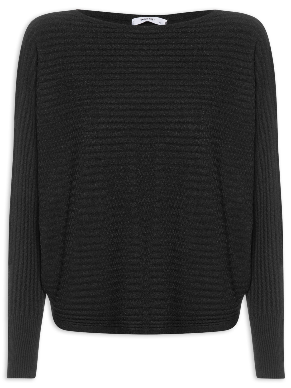 Suéter Feminino Tricot Oversized Texturizado Preto Basiq