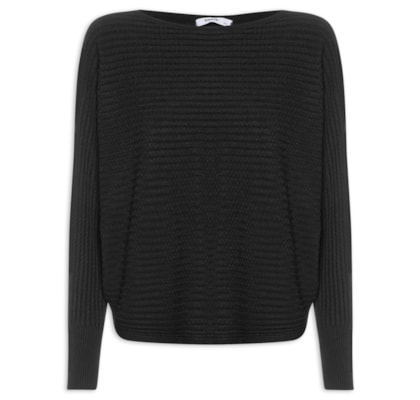 Suéter Feminino Tricot Oversized Texturizado - Preto