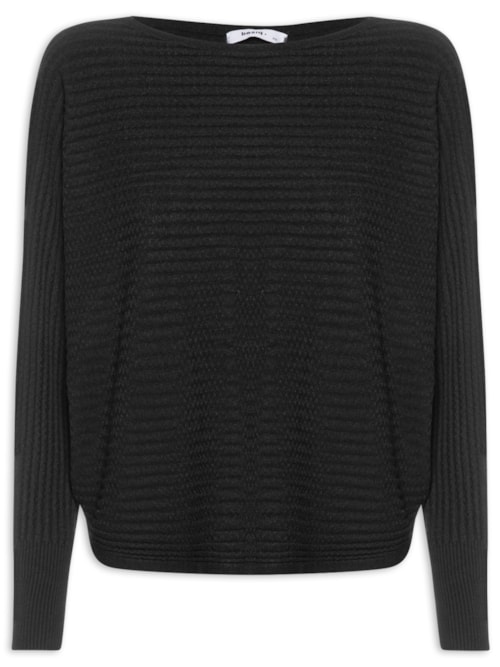 Suéter Feminino Tricot Oversized Texturizado - Preto