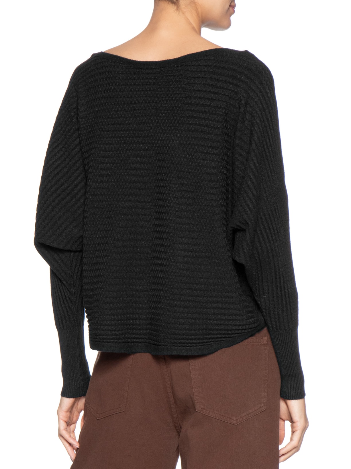 Suéter Feminino Tricot Oversized Texturizado Preto Basiq
