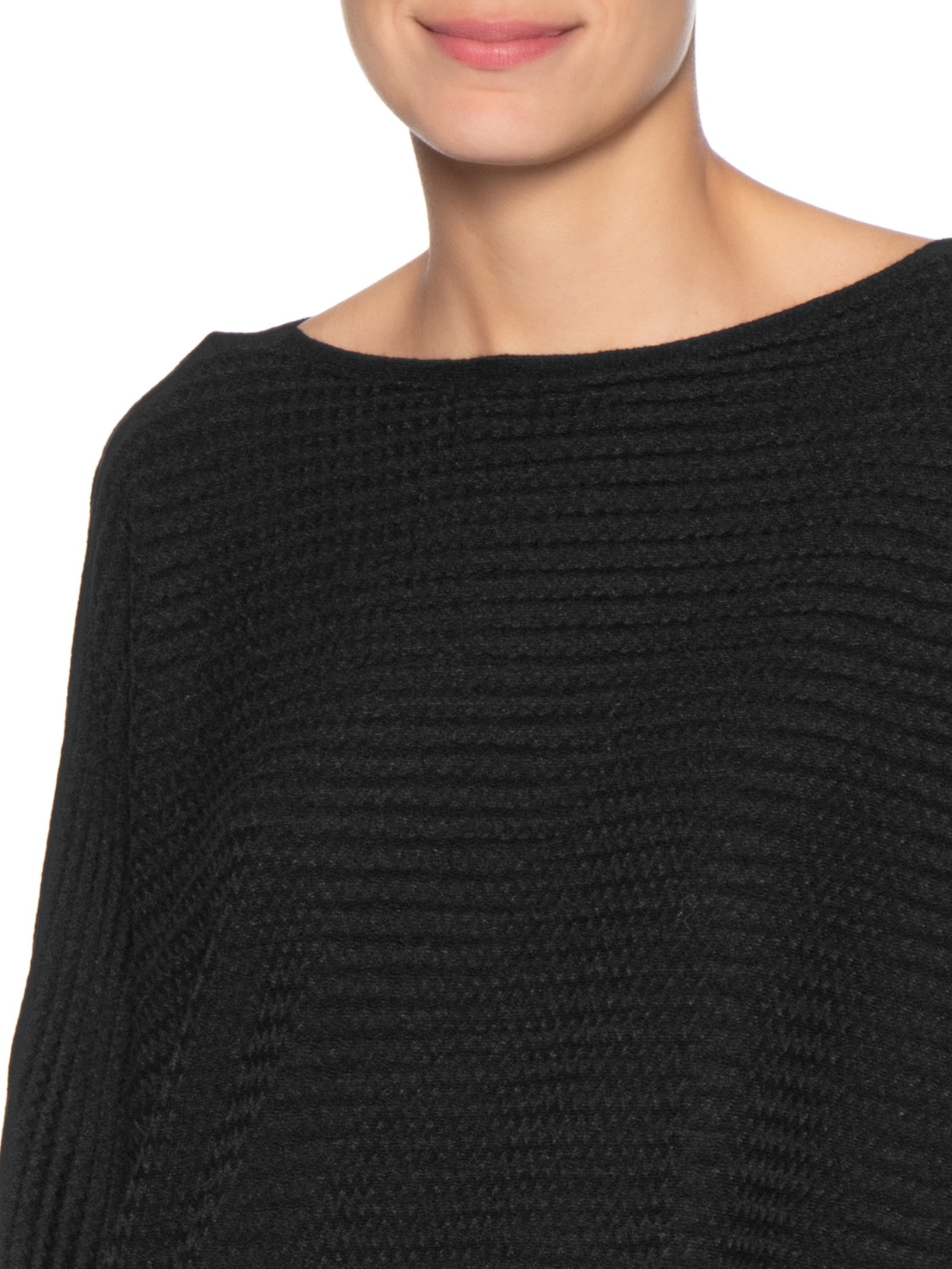 Suéter Feminino Tricot Oversized Texturizado Preto Basiq