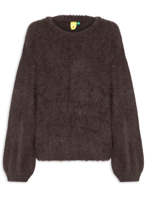 Suéter Feminino Tricot Pelinho - Marrom