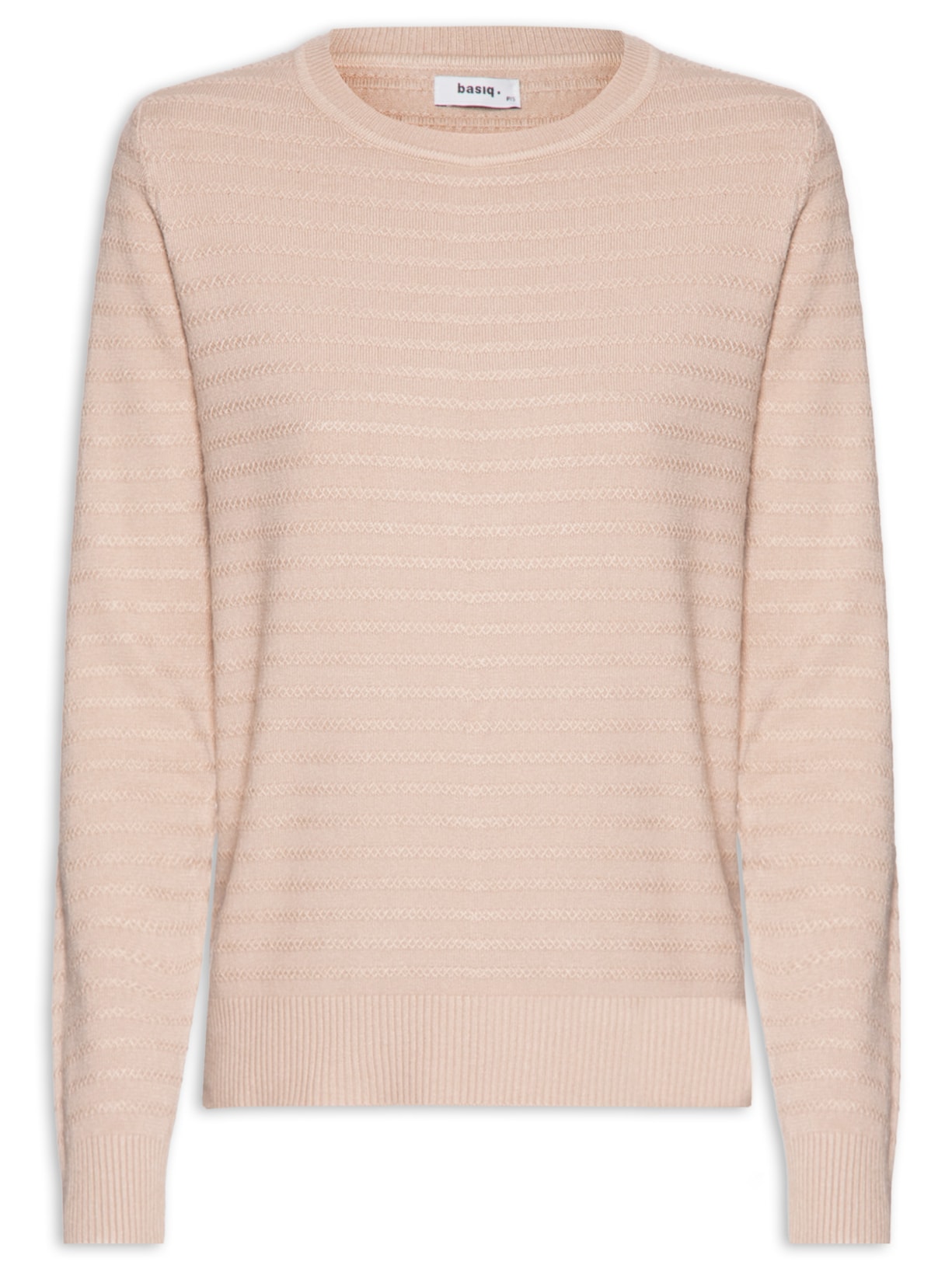 Suéter Feminino Tricot Textura Listras - Bege