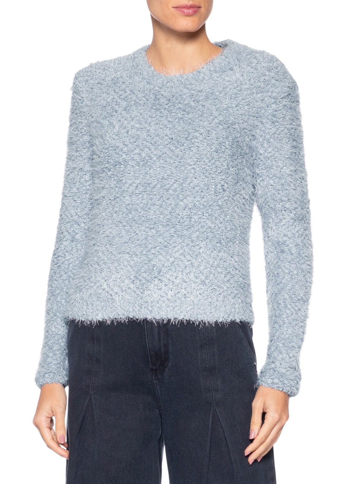 Suéter Feminino Tricot Texturizado  Azul Basiq