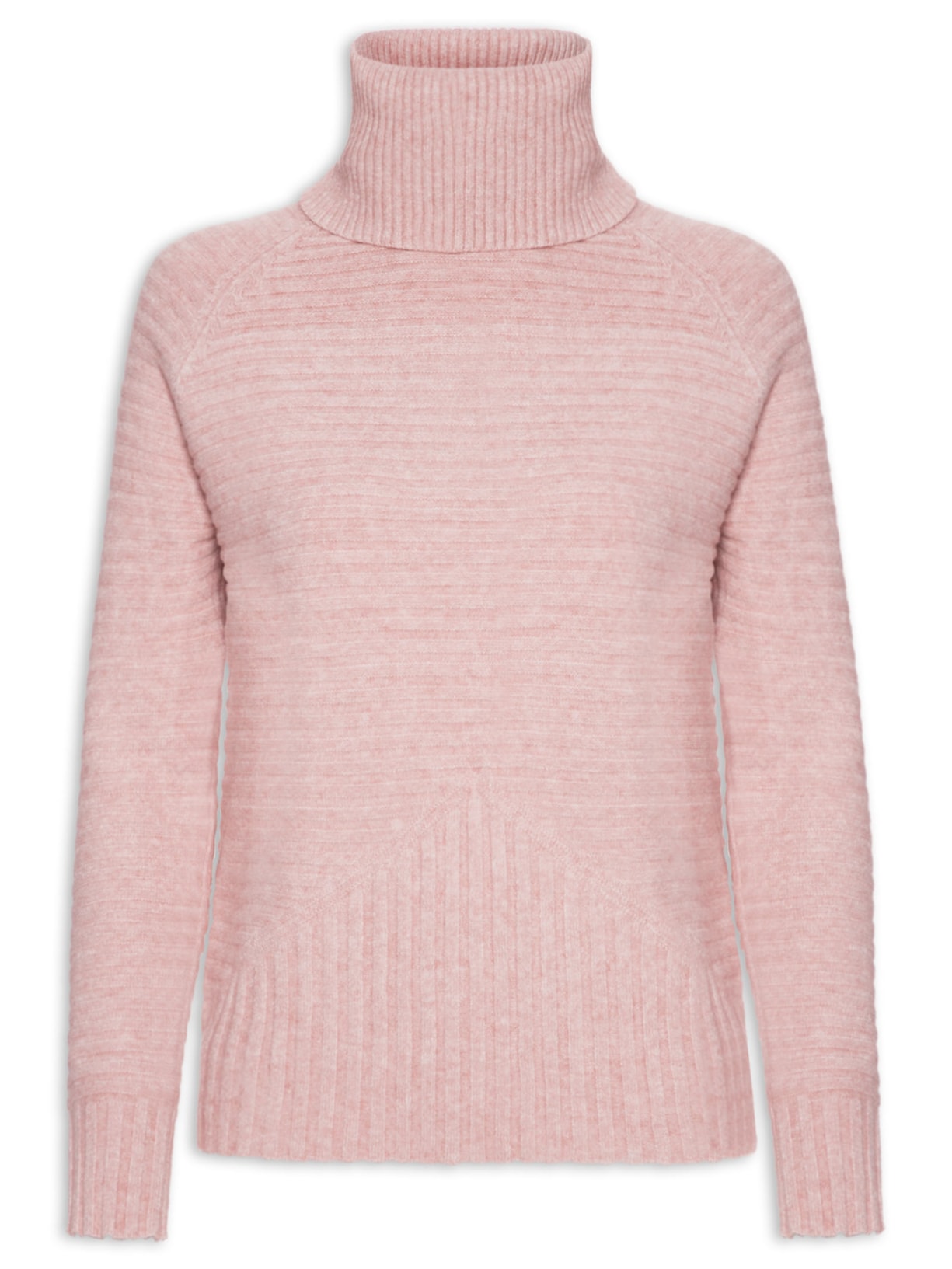 Suéter Feminino Tricot Texturizado Gola Alta - Rosa