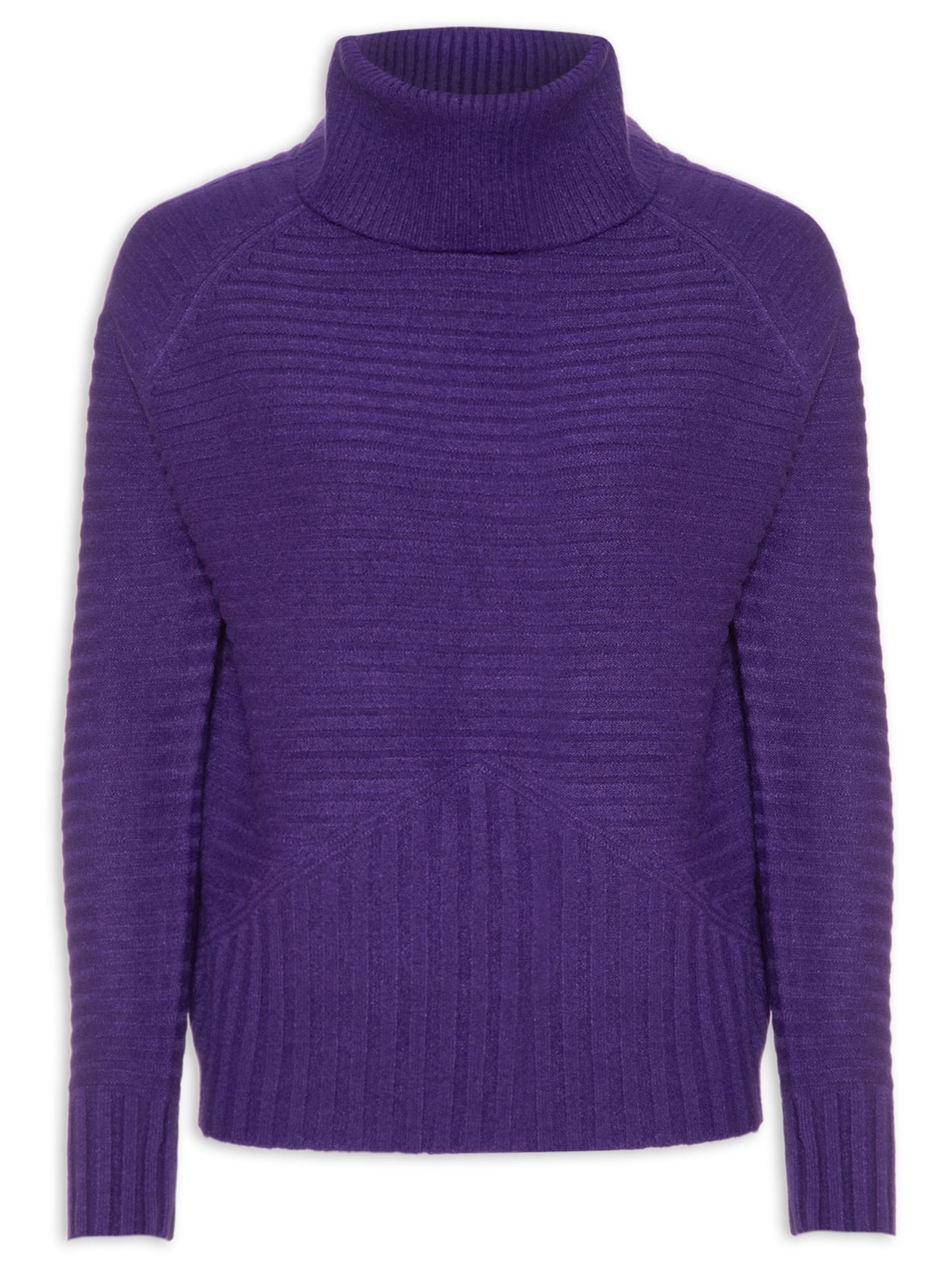 Suéter Feminino Tricot Texturizado Gola Alta - Roxo