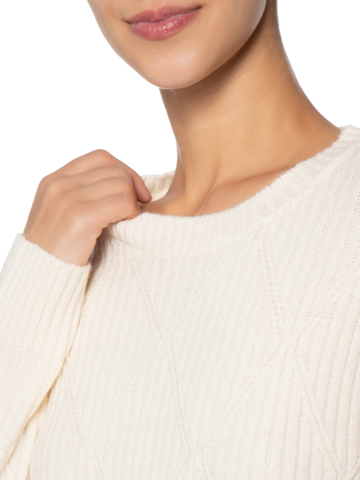 Suéter Feminino Tricot Texturizado  Off White Basiq