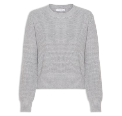 Suéter Feminino Tricot Texturizado Oversized - Cinza