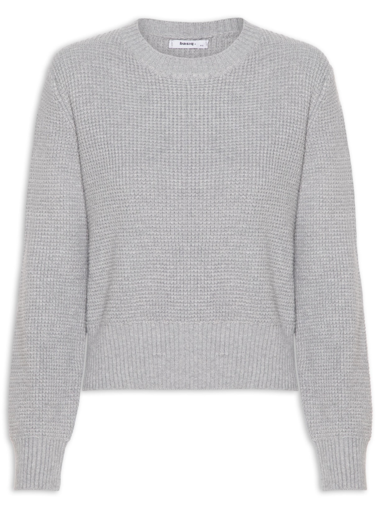 Suéter Feminino Tricot Texturizado Oversized - Cinza