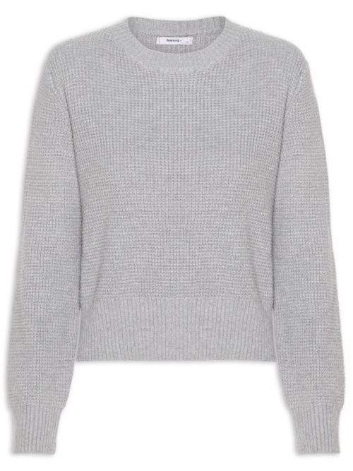 Suéter Feminino Tricot Texturizado Oversized - Cinza
