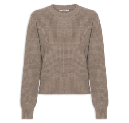 Suéter Feminino Tricot Texturizado Oversized - Marrom