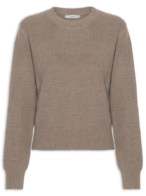 Suéter Feminino Tricot Texturizado Oversized - Marrom
