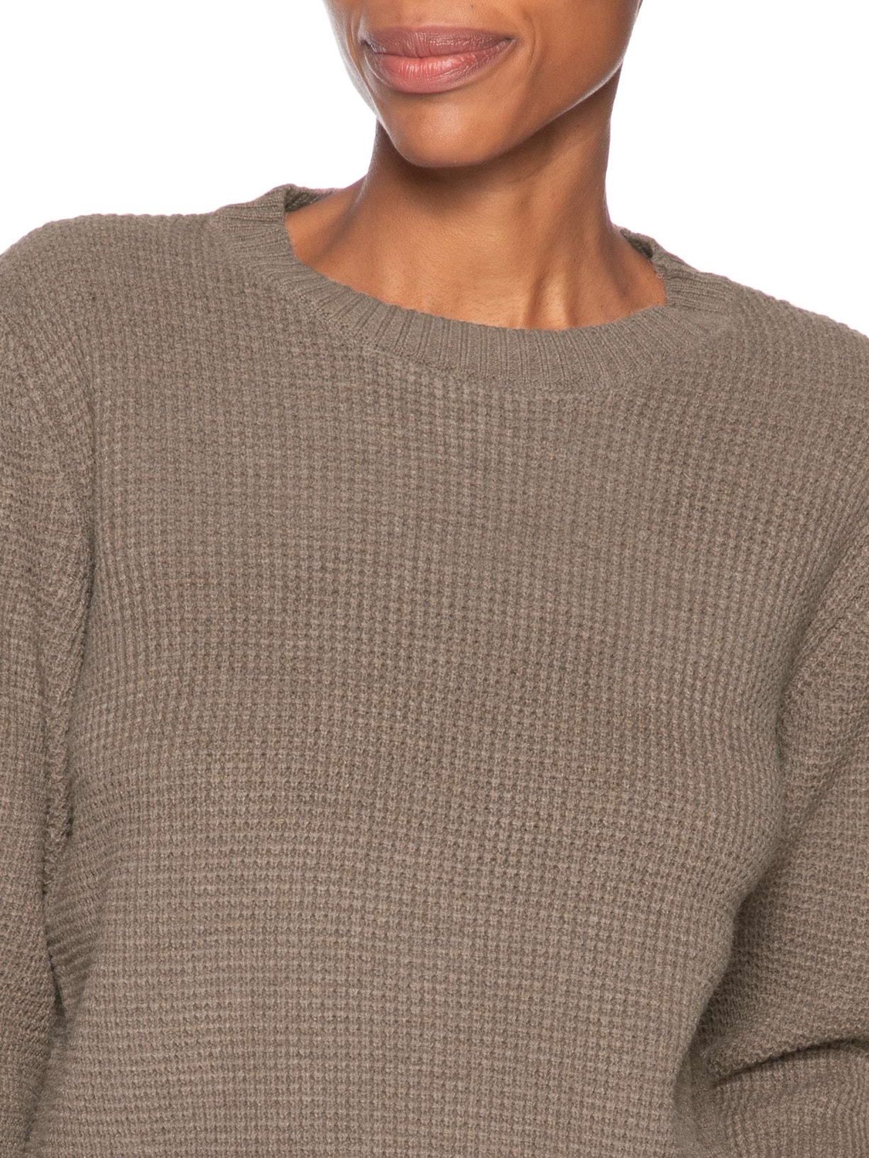 Suéter Feminino Tricot Texturizado Oversized Marrom Basiq