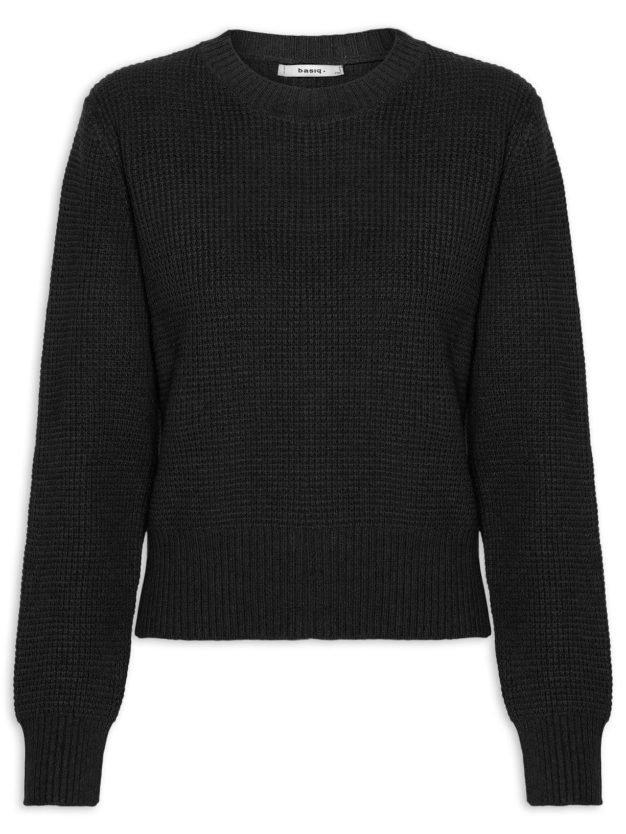Suéter Feminino Tricot Texturizado Oversized Preto Basiq