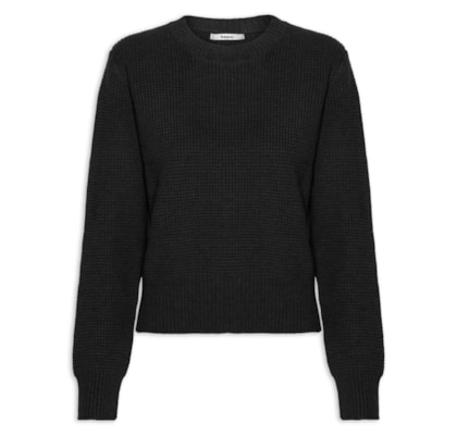 Suéter Feminino Tricot Texturizado Oversized - Preto