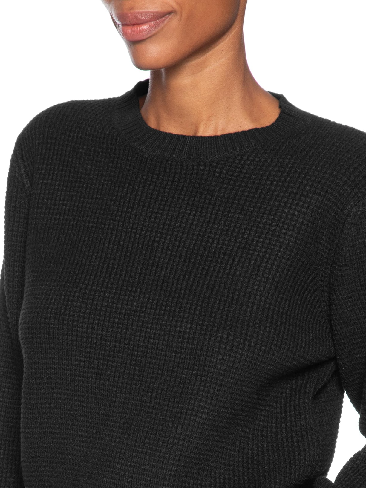 Suéter Feminino Tricot Texturizado Oversized Preto Basiq