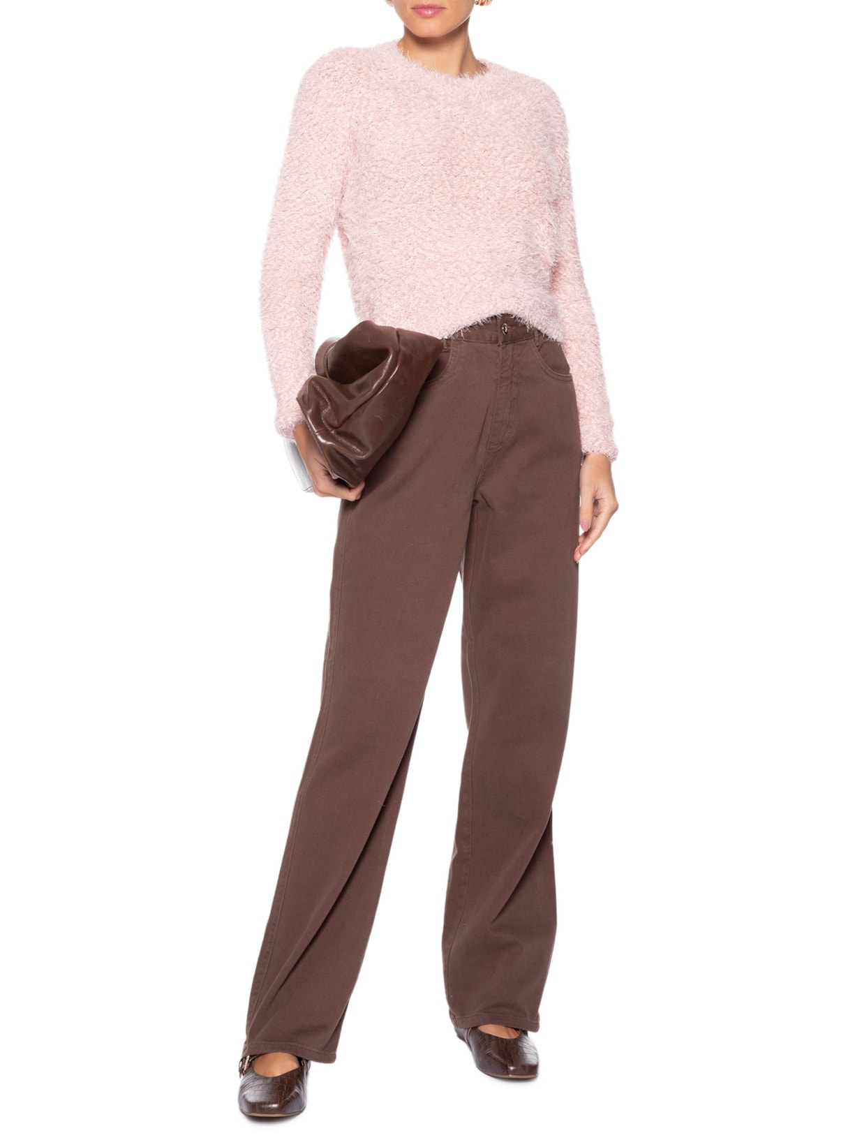 Suéter Feminino Tricot Texturizado  Rosa Basiq
