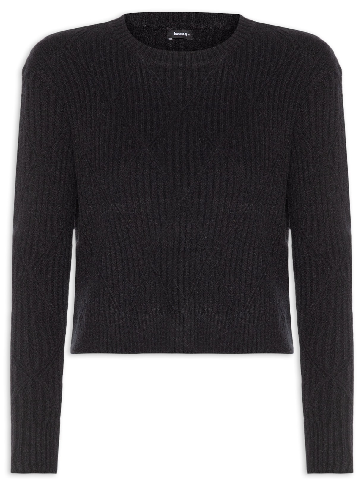 Suéter Feminino Tricot Texturizado  – Preto Basiq