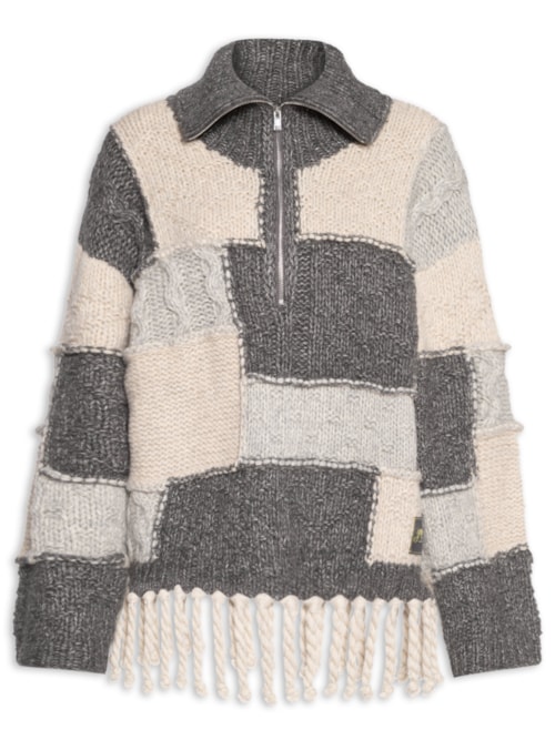 Suéter Feminino Wool Cotton Bubble - Cinza